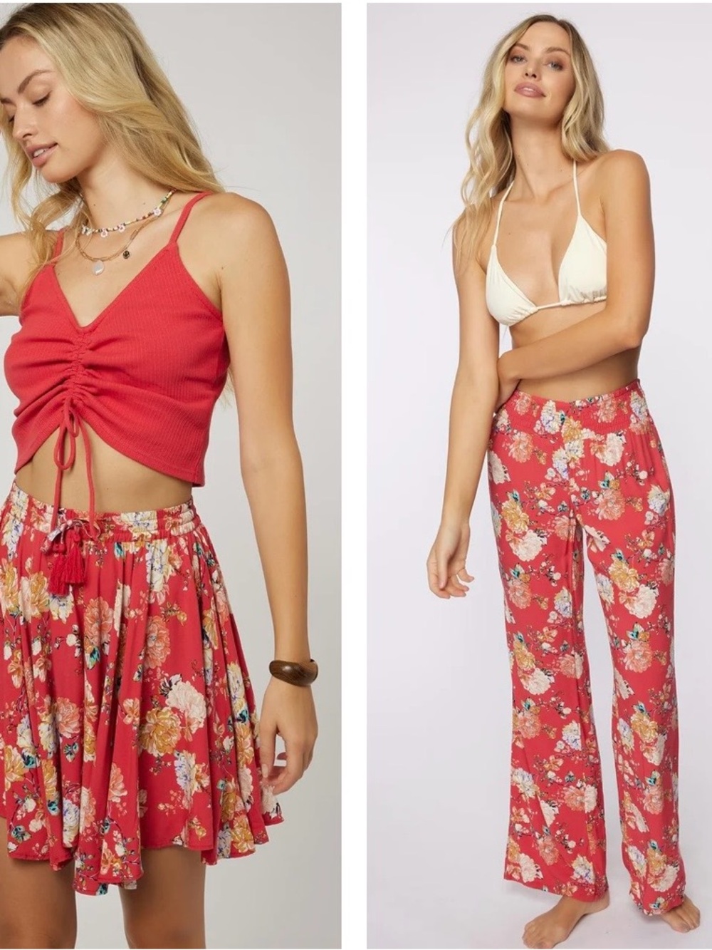 O'Neill Red Floral Beach Tank & Pants Set